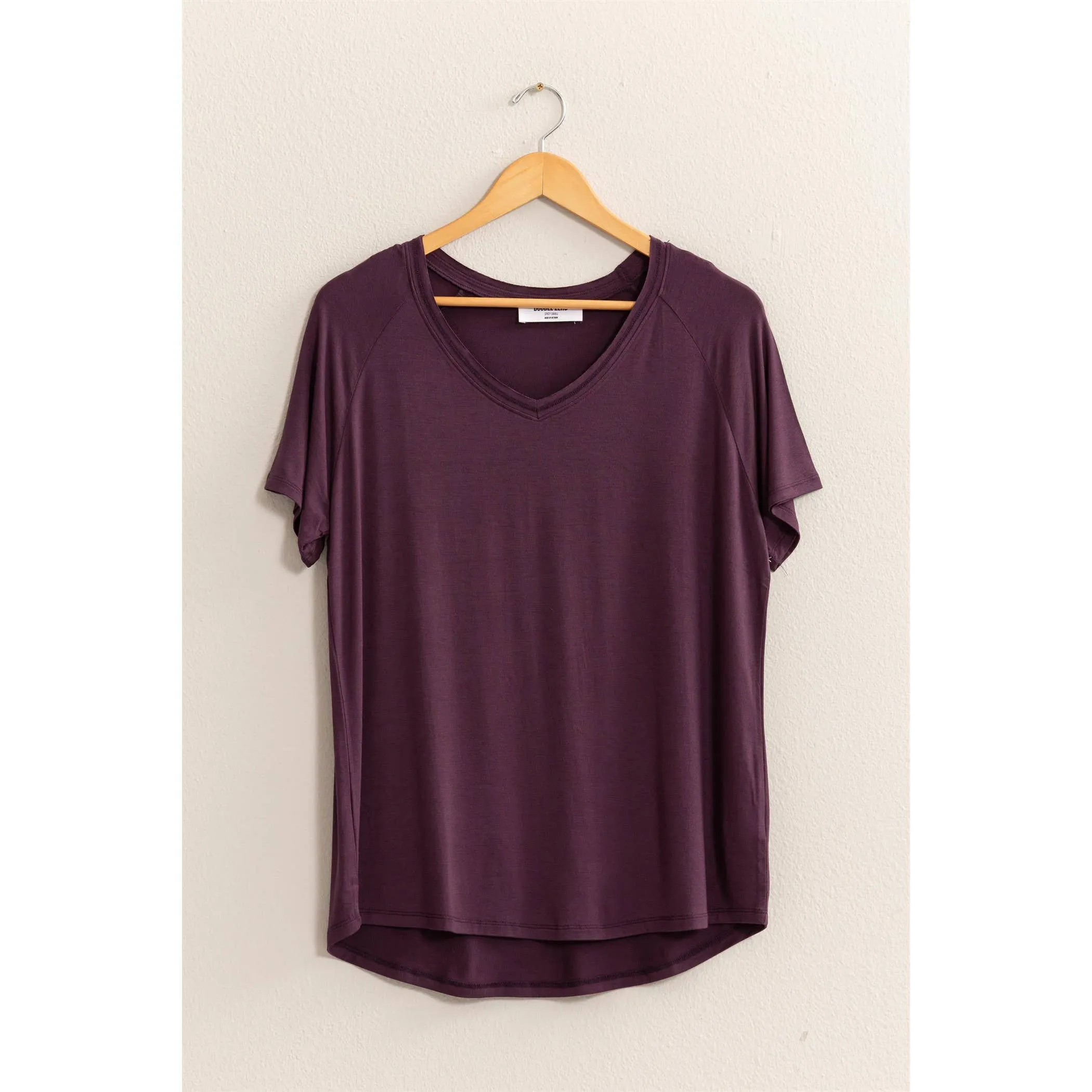 Short Sleeve V Neck HYFVE Top: Taupe